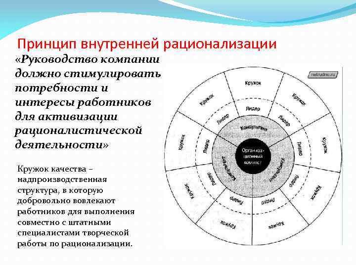 Принцип внутренней рационализации «Руководство компании должно стимулировать потребности и интересы работников для активизации рационалистической