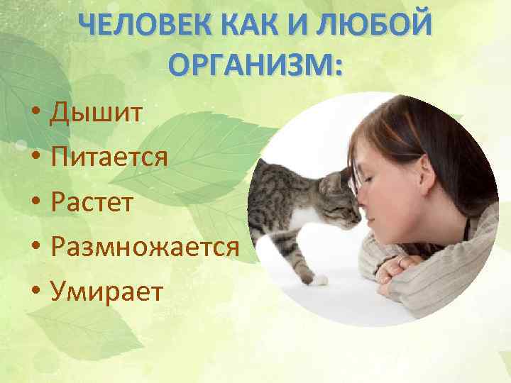 ЧЕЛОВЕК КАК И ЛЮБОЙ ОРГАНИЗМ: • Дышит • Питается • Растет • Размножается •