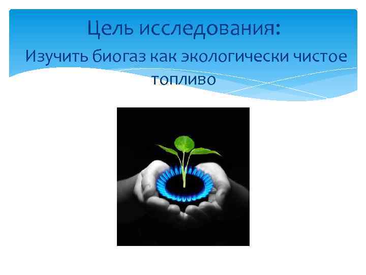 Цель исследования: Изучить биогаз как экологически чистое топливо 