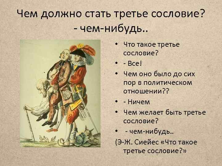 Чем должно стать третье сословие? - чем-нибудь. . • Что такое третье сословие? •