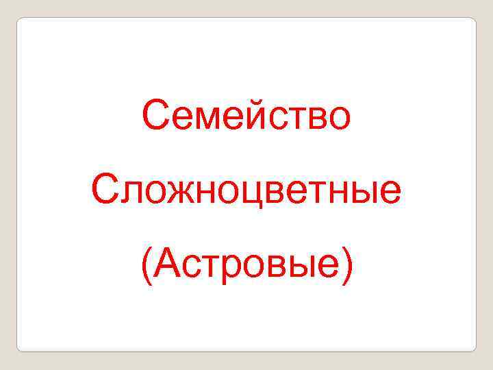 Семейство Сложноцветные (Астровые) 