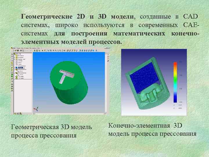 Геометрические 2 D и 3 D модели, созданные в CAD системах, широко используются в