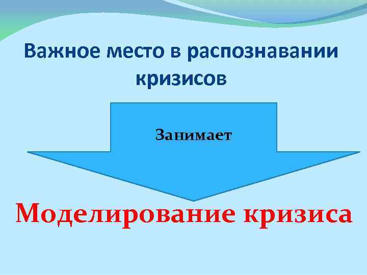 Важное место в распознавании кризисов Занимает Моделирование кризиса 