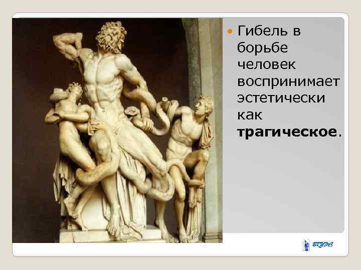  Гибель в борьбе человек воспринимает эстетически как трагическое. 