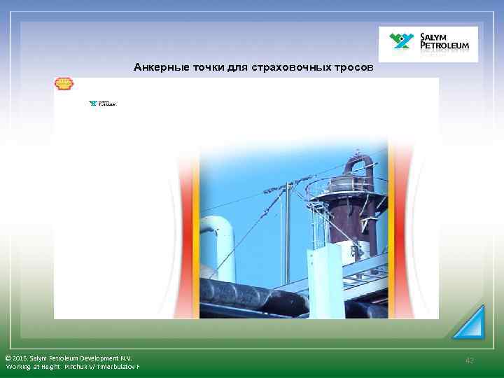 Анкерные точки для страховочных тросов © 2015. Salym Petroleum Development N. V. Working at