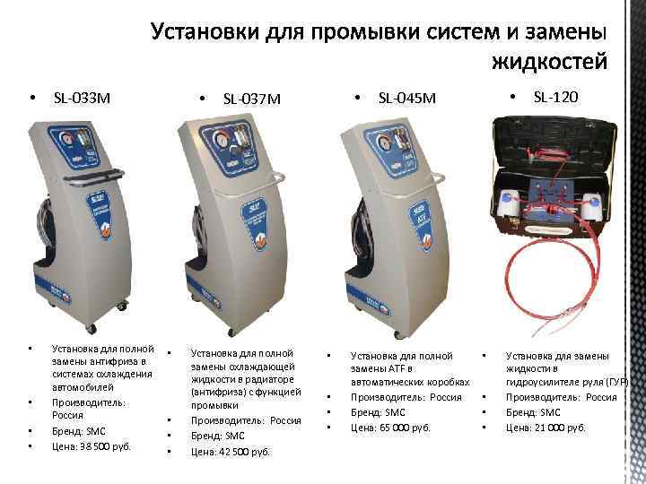  • SL-033 M • Установка для полной замены антифриза в системах охлаждения автомобилей