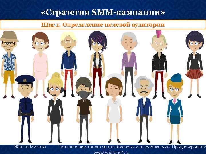  «Стратегия SMM-кампании» Шаг 1. Определение целевой аудитории Жанна Митина Привлечение клиентов для бизнеса