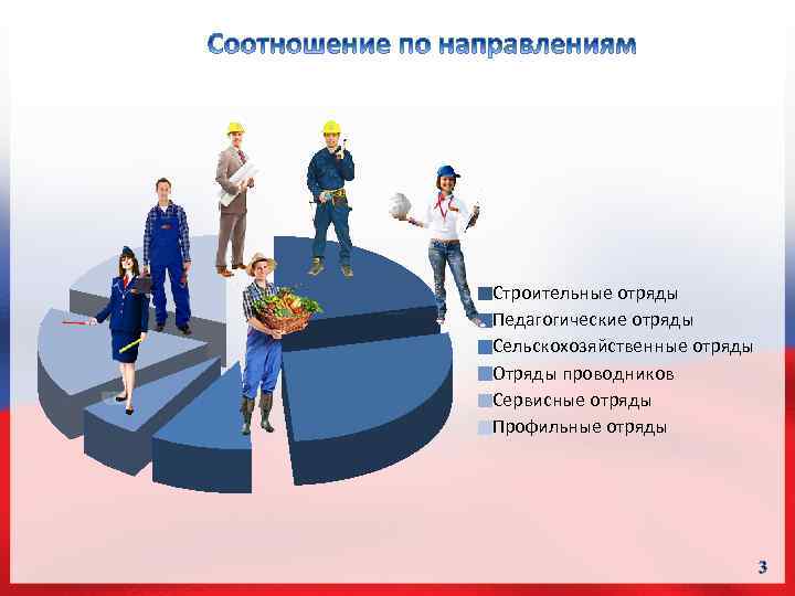 Строительные отряды Педагогические отряды Сельскохозяйственные отряды Отряды проводников Сервисные отряды Профильные отряды 3 