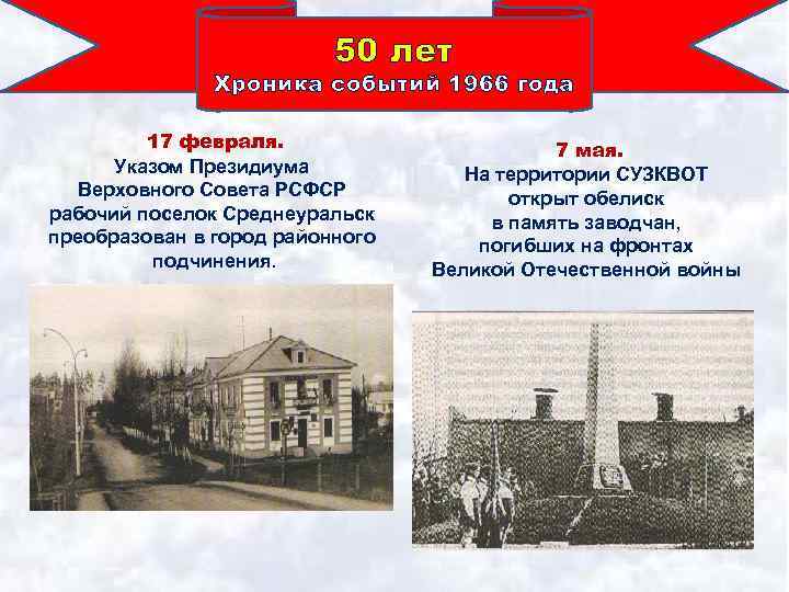 50 лет Хроника событий 1966 года 17 февраля. Указом Президиума Верховного Совета РСФСР рабочий