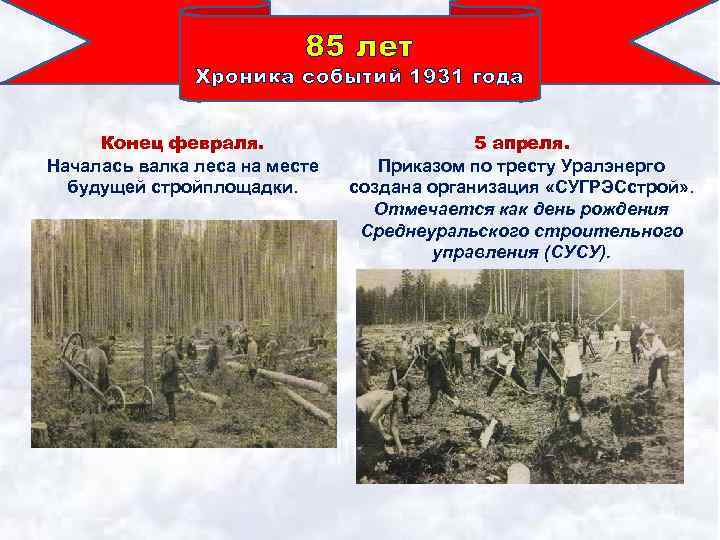 85 лет Хроника событий 1931 года Конец февраля. Началась валка леса на месте будущей