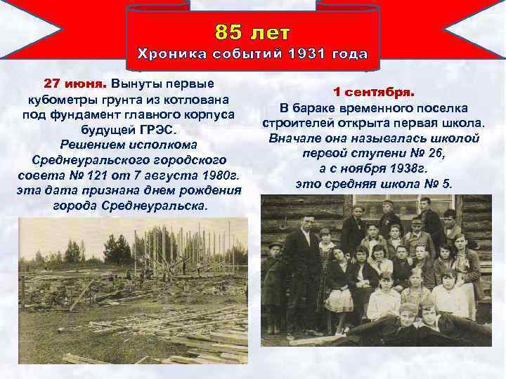 85 лет Хроника событий 1931 года 27 июня. Вынуты первые кубометры грунта из котлована