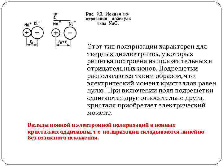  Этот тип поляризации характерен для твердых диэлектриков, у которых решетка построена из положительных
