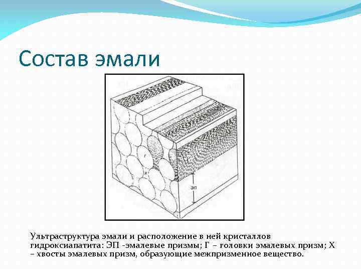 Муаровый рисунок поверхностного слоя эмали обусловлен