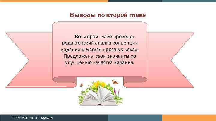 Выводы по второй главе Во второй главе проведен редакторский анализ концепции издания «Русская проза