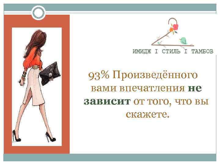 93% Произведённого вами впечатления не зависит от того, что вы скажете. 