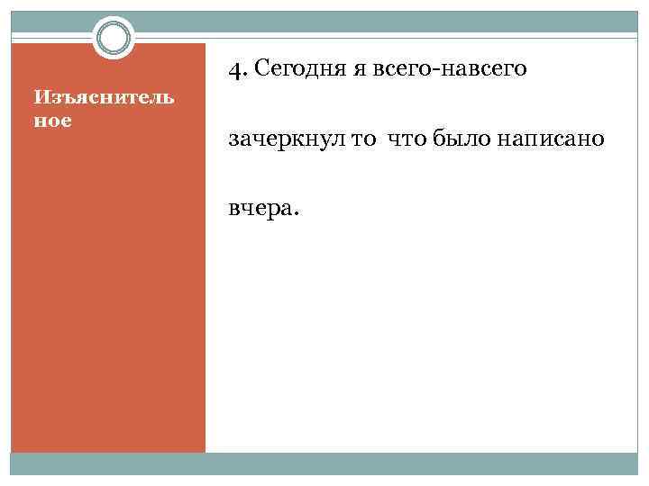 4. Сегодня я всего-навсего Изъяснитель ное зачеркнул то что было написано вчера. 