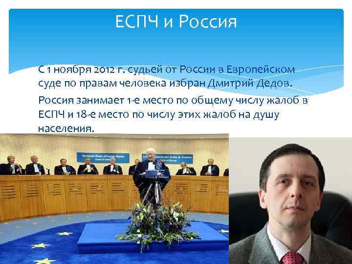 ЕСПЧ и Россия C 1 ноября 2012 г. судьей от России в Европейском суде