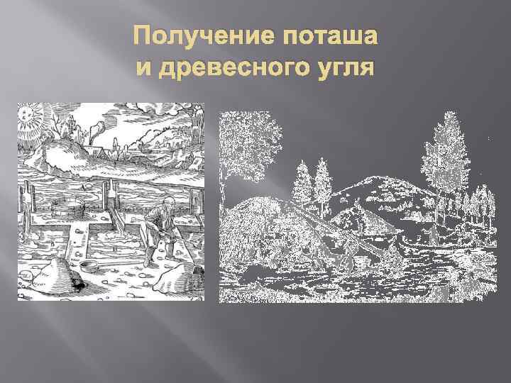 Получение поташа и древесного угля 