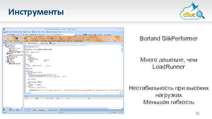 Инструменты Borland Silk. Performer Много дешевле, чем Load. Runner Нестабильность при высоких нагрузках Меньшая