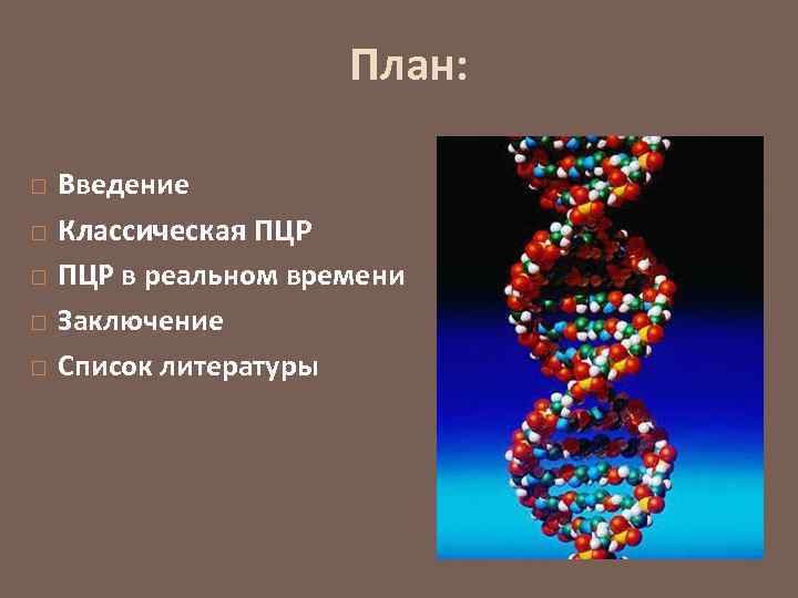 План: Введение Классическая ПЦР в реальном времени Заключение Список литературы 