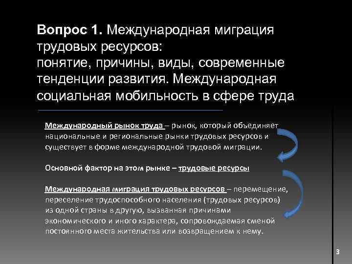 Вопрос 1. Международная миграция трудовых ресурсов: понятие, причины, виды, современные тенденции развития. Международная социальная