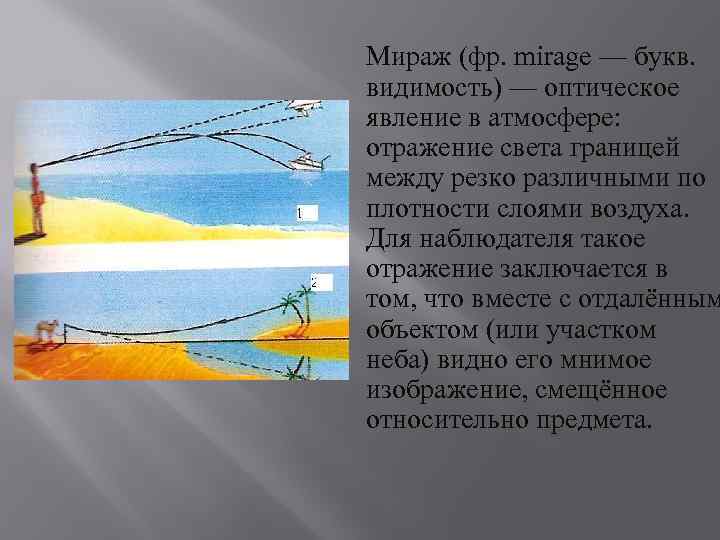 Мираж это. Мираж оптическое явление в атмосфере. Мираж физика. Нижний Мираж явление. Оптический Мираж.