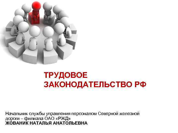 ТРУДОВОЕ ЗАКОНОДАТЕЛЬСТВО РФ Начальник службы управления персоналом Северной железной дороги – филиала ОАО «РЖД»