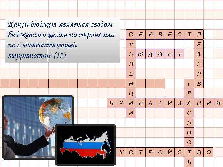 Какой бюджет является сводом бюджетов в целом по стране или по соответствующей территории? (17)