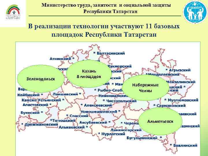 Министерство труда, занятости и социальной защиты Республики Татарстан В реализации технологии участвуют 11 базовых