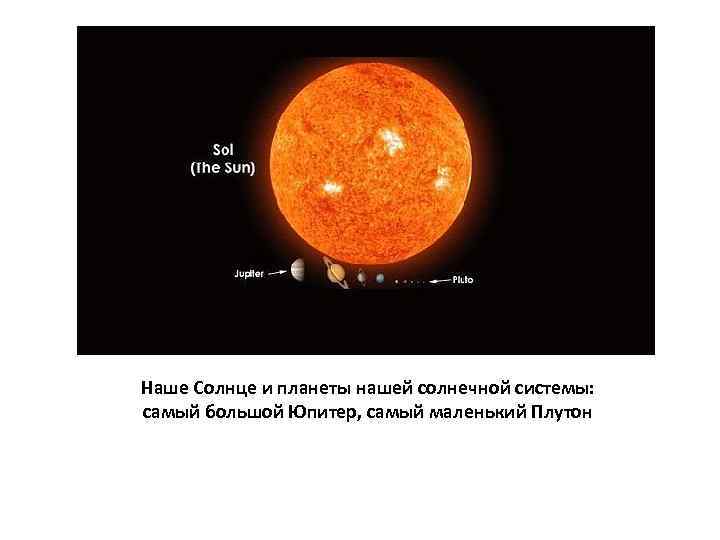 Наше Солнце и планеты нашей солнечной системы: самый большой Юпитер, самый маленький Плутон 