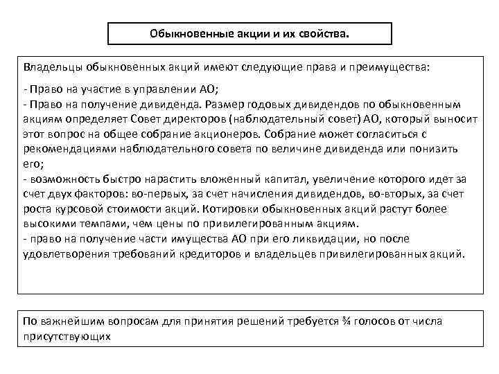 Обычные особенности. Характеристики обыкновенной акции. Свойства обыкновенных акций. Права владельца обыкновенной акции. Характеристика простой акции.