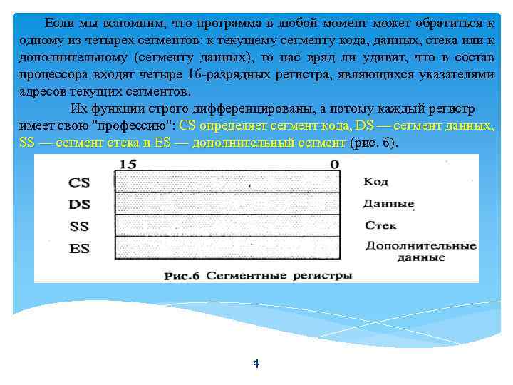 Если мы вспомним, что программа в любой момент может обратиться к одному из четырех