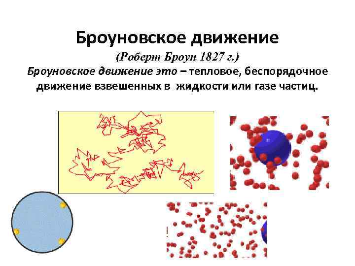 Броуновское движение (Роберт Броун 1827 г. ) Броуновское движение это – тепловое, беспорядочное движение