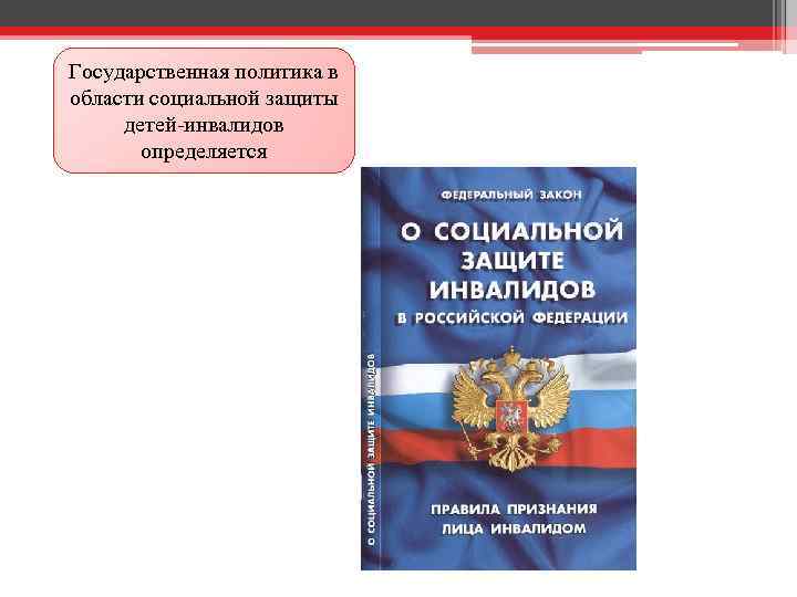 Государственная политика в области социальной защиты детей-инвалидов определяется 