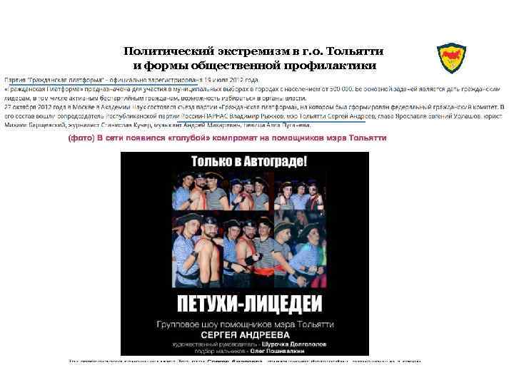 Политический экстремизм в г. о. Тольятти и формы общественной профилактики 