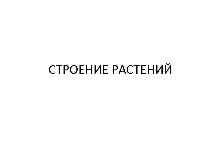 СТРОЕНИЕ РАСТЕНИЙ 
