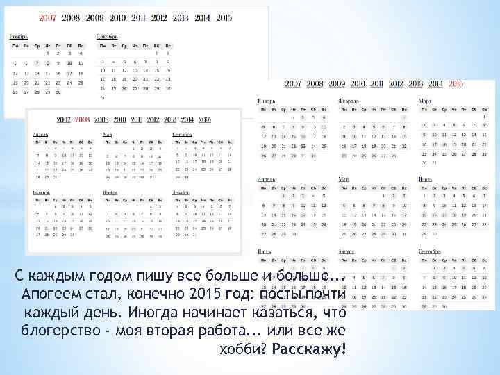 С каждым годом пишу все больше и больше. . . Апогеем стал, конечно 2015