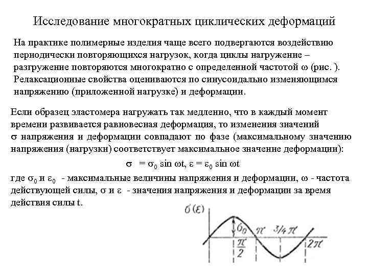 Исследование многократных циклических деформаций На практике полимерные изделия чаще всего подвергаются воздействию периодически повторяющихся