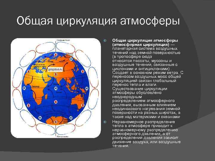 Общая циркуляция атмосферы (атмосферная циркуляция) — планетарная система воздушных течений над земной поверхностью (в