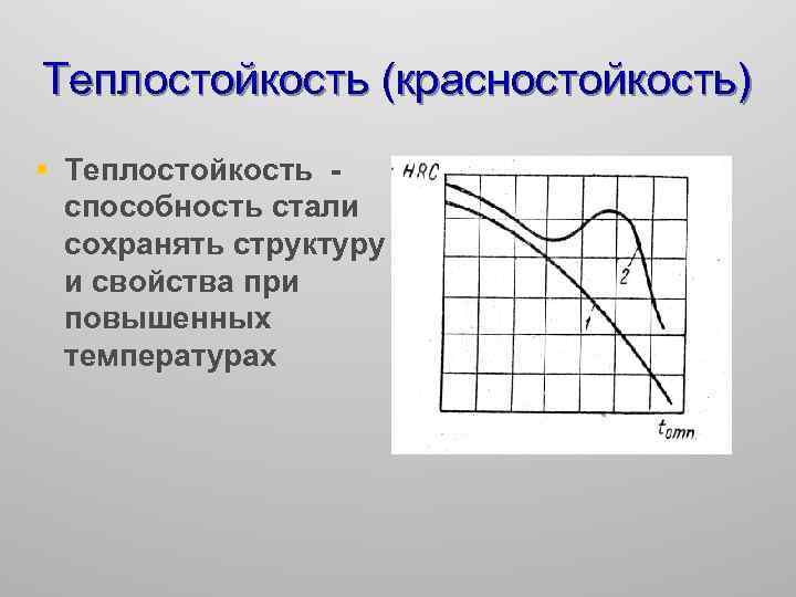 Теплостойкость (красностойкость) § Теплостойкость способность стали сохранять структуру и свойства при повышенных температурах 
