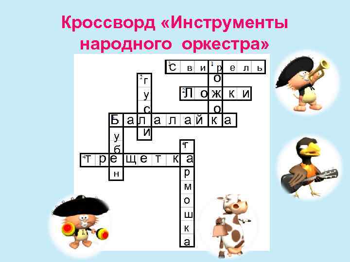 Кроссворд «Инструменты народного оркестра» С в и р е л ь о Л о