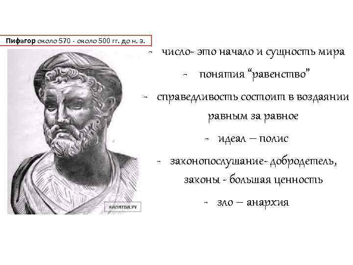 Пифагор около 570 - около 500 гг. до н. э. - число- это начало