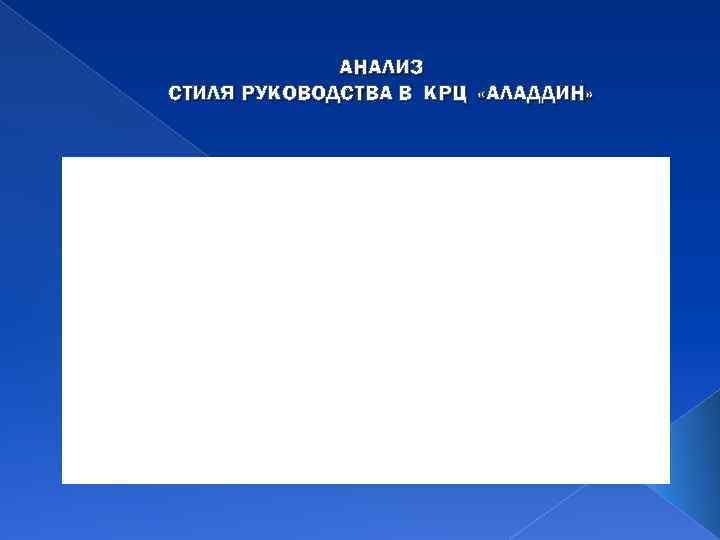 АНАЛИЗ СТИЛЯ РУКОВОДСТВА В КРЦ «АЛАДДИН» 