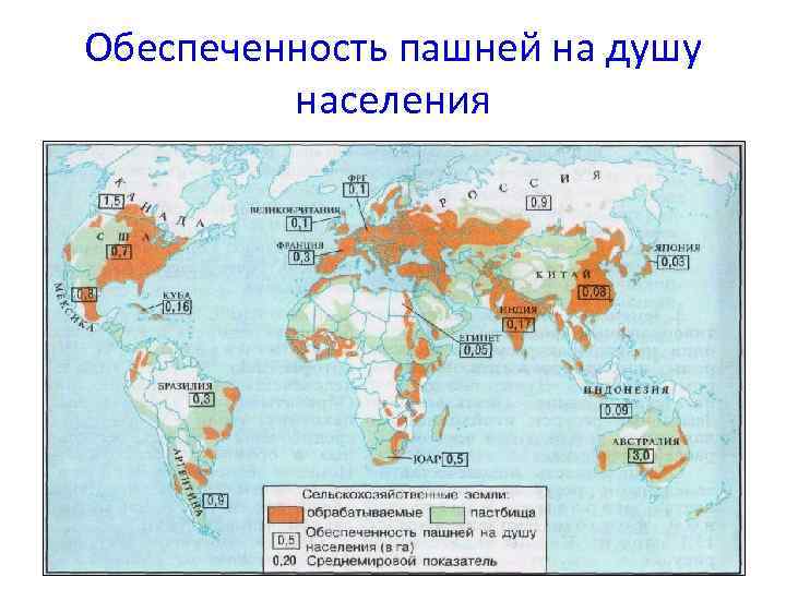 Обеспеченность пашней на душу населения 