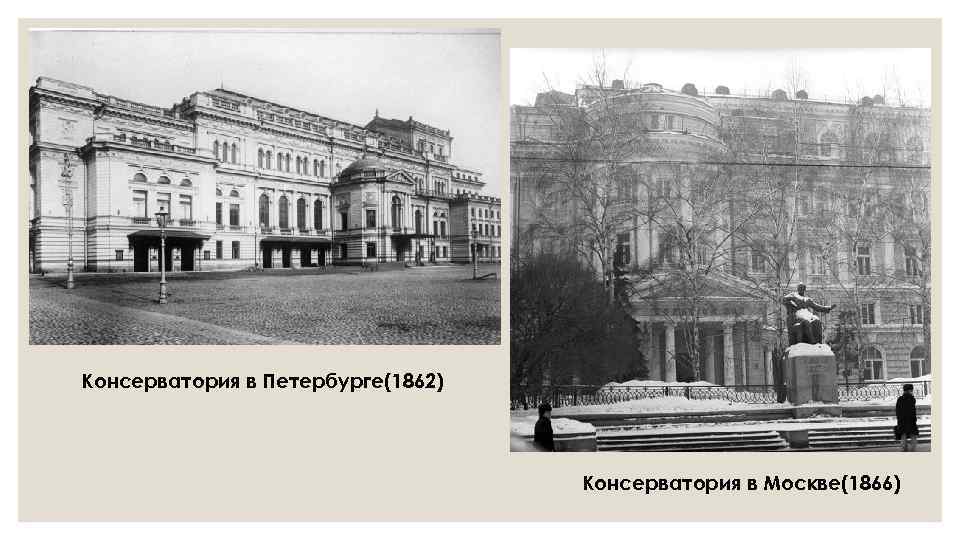 Консерватория в Петербурге(1862) Консерватория в Москве(1866) 