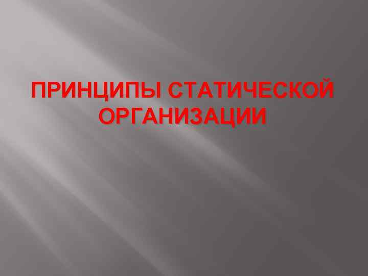 ПРИНЦИПЫ СТАТИЧЕСКОЙ ОРГАНИЗАЦИИ 