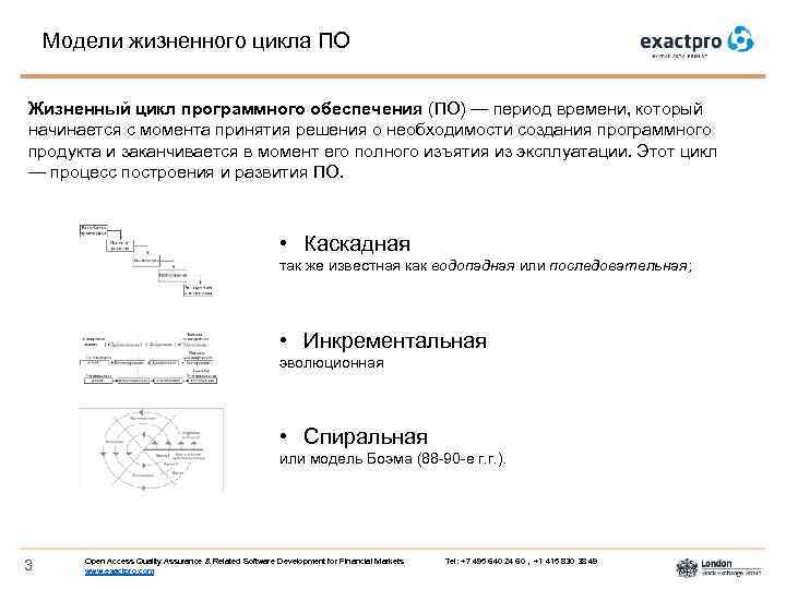 Модели жизненного цикла ПО Жизненный цикл программного обеспечения (ПО) — период времени, который начинается