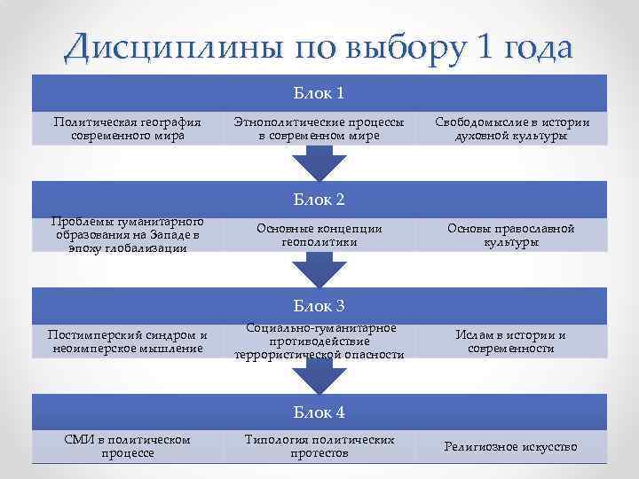 Дисциплины по выбору 1 года Блок 1 Политическая география современного мира Этнополитические процессы в