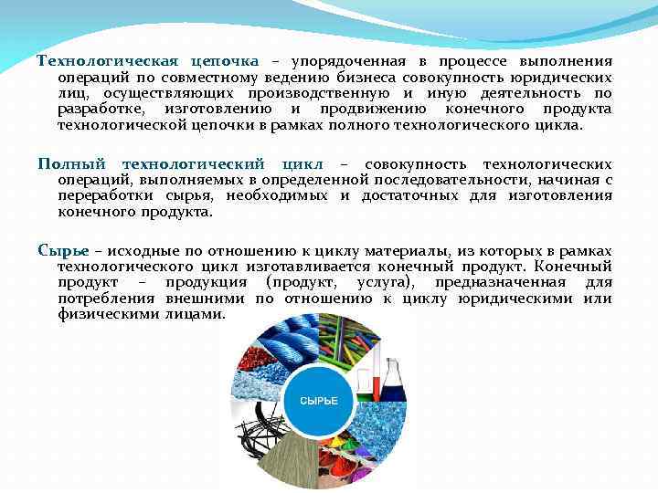 Технологическая цепочка – упорядоченная в процессе выполнения операций по совместному ведению бизнеса совокупность юридических