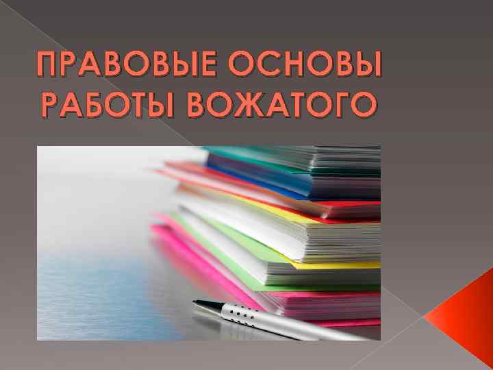 ПРАВОВЫЕ ОСНОВЫ РАБОТЫ ВОЖАТОГО 